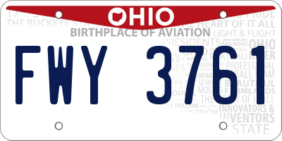 OH license plate FWY3761