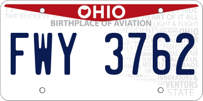 OH license plate FWY3762