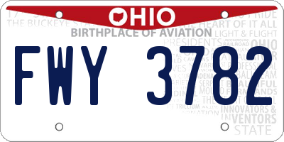OH license plate FWY3782