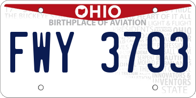 OH license plate FWY3793