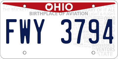 OH license plate FWY3794