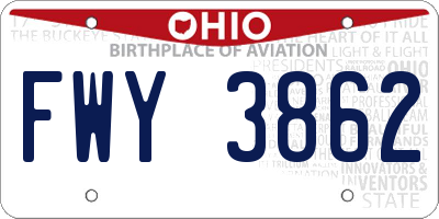 OH license plate FWY3862