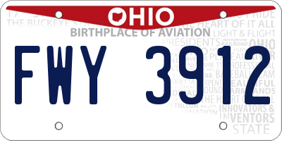 OH license plate FWY3912