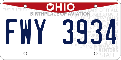 OH license plate FWY3934