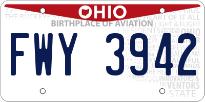 OH license plate FWY3942