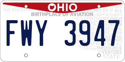 OH license plate FWY3947