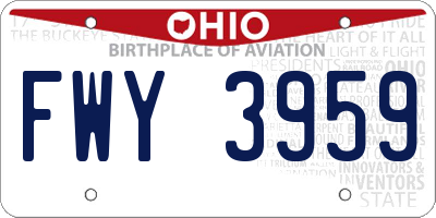 OH license plate FWY3959