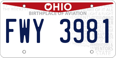 OH license plate FWY3981