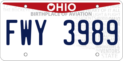 OH license plate FWY3989