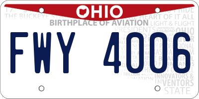 OH license plate FWY4006