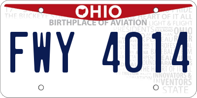 OH license plate FWY4014