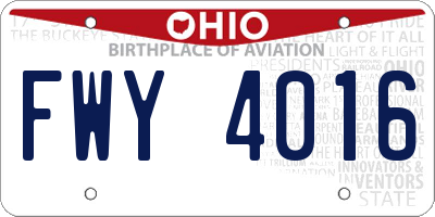 OH license plate FWY4016