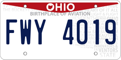 OH license plate FWY4019