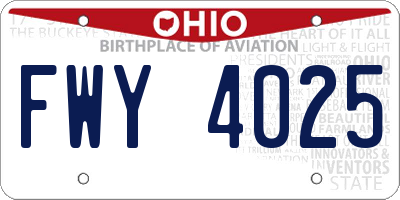 OH license plate FWY4025