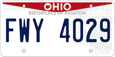 OH license plate FWY4029