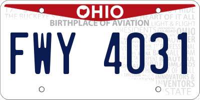 OH license plate FWY4031