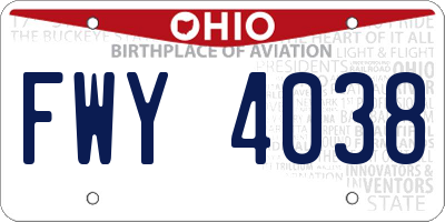 OH license plate FWY4038