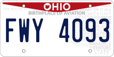 OH license plate FWY4093