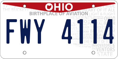 OH license plate FWY4114
