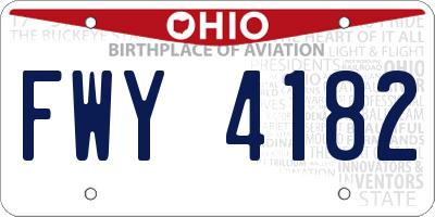 OH license plate FWY4182