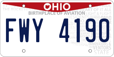 OH license plate FWY4190