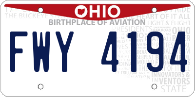 OH license plate FWY4194