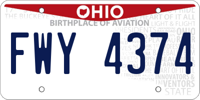 OH license plate FWY4374