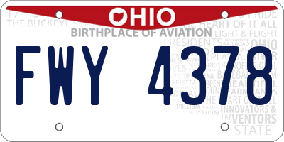 OH license plate FWY4378