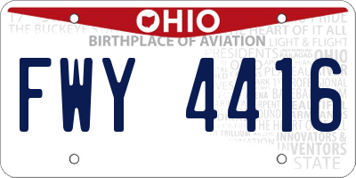 OH license plate FWY4416