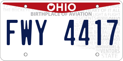 OH license plate FWY4417