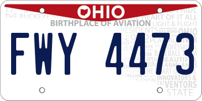 OH license plate FWY4473