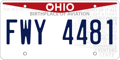 OH license plate FWY4481