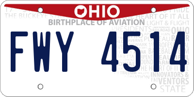 OH license plate FWY4514
