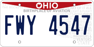 OH license plate FWY4547