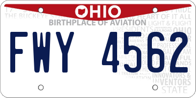 OH license plate FWY4562