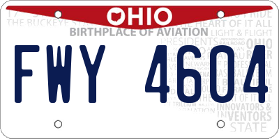 OH license plate FWY4604