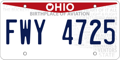 OH license plate FWY4725