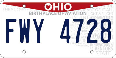 OH license plate FWY4728