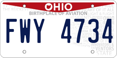 OH license plate FWY4734