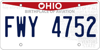 OH license plate FWY4752