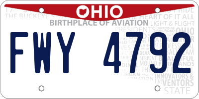 OH license plate FWY4792
