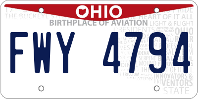 OH license plate FWY4794
