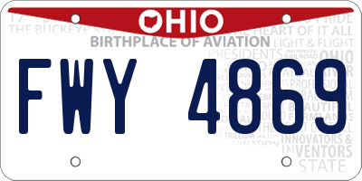 OH license plate FWY4869