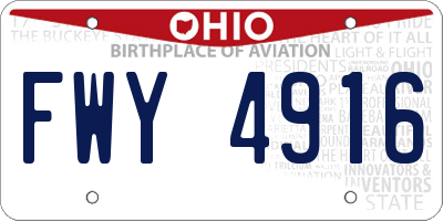 OH license plate FWY4916