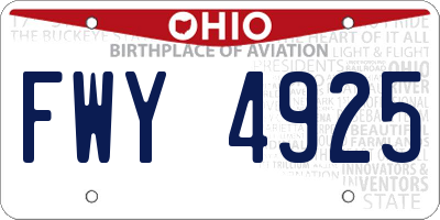 OH license plate FWY4925