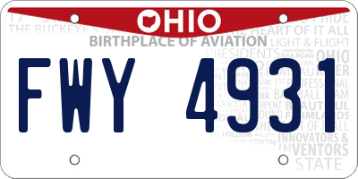 OH license plate FWY4931