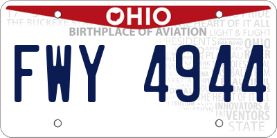 OH license plate FWY4944