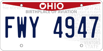 OH license plate FWY4947