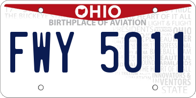 OH license plate FWY5011