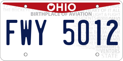 OH license plate FWY5012